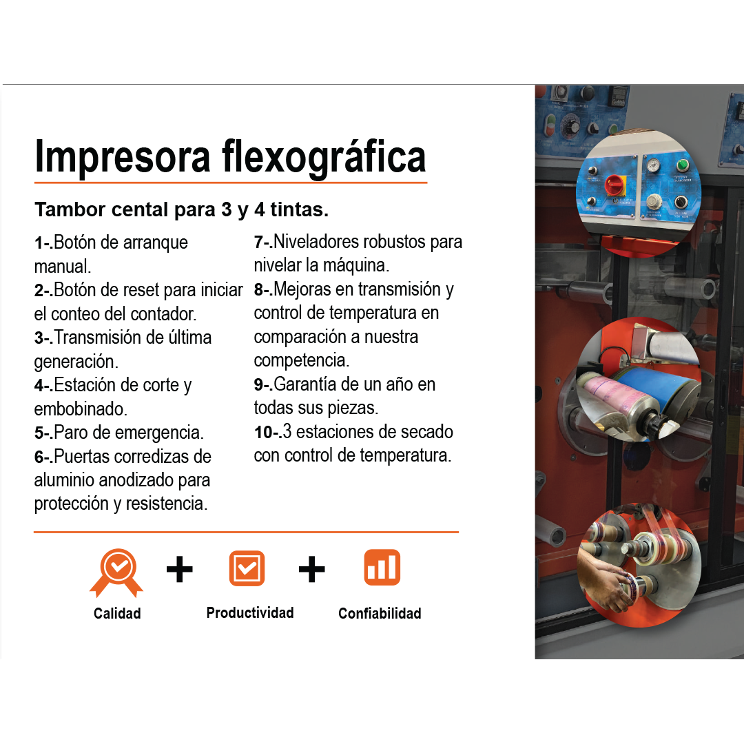 Impresora flexográfica de 3 tintas