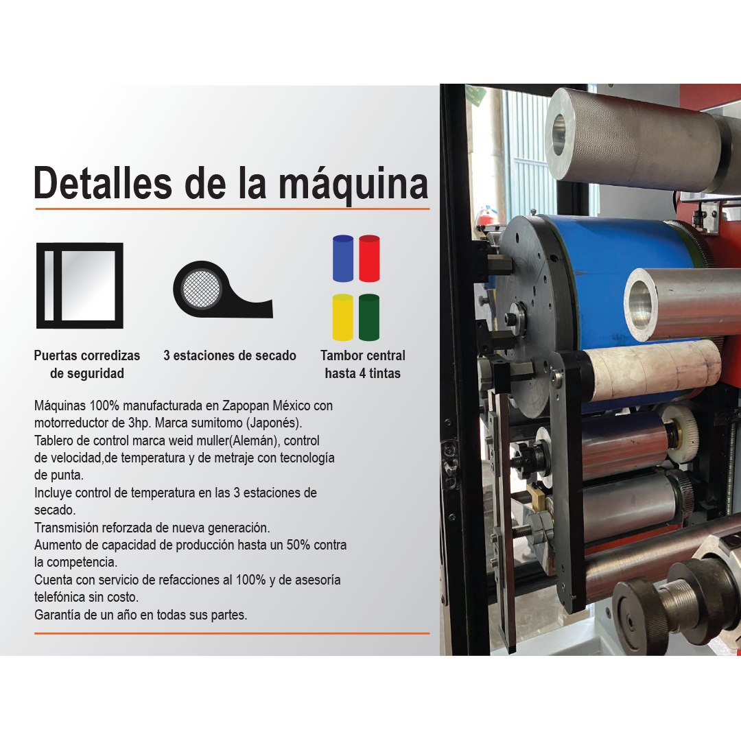 Impresora flexográfica de 3 tintas